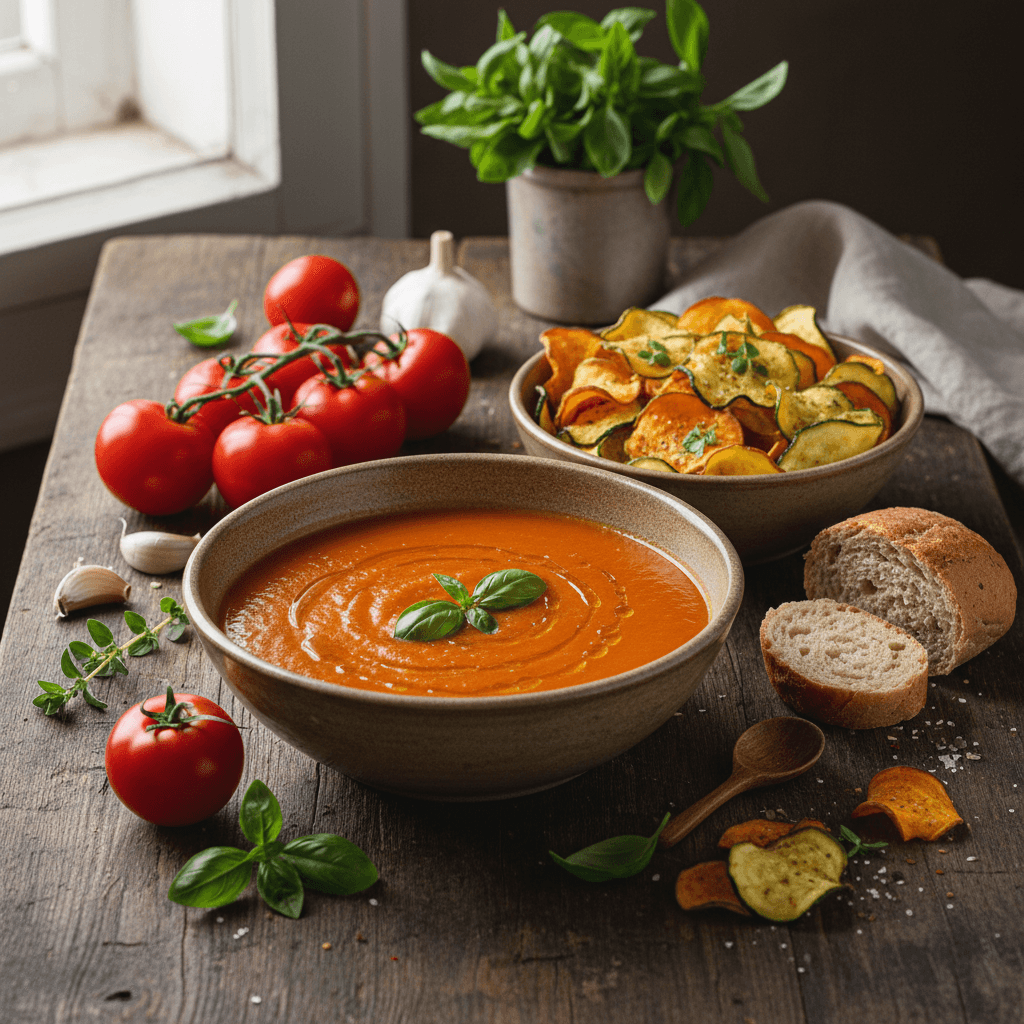 Glutensiz Domates Çorbası ve Çıtır Cips ile Pratik Akşam Menüsü