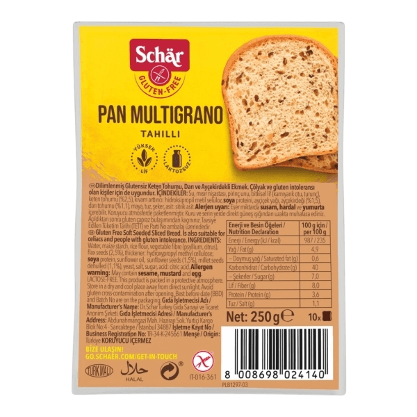 Schar Pan Multigrano Çok Tahıllı Ekmek 250 gr